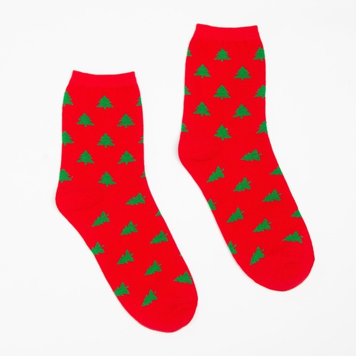 Носки женские &laquo;Ёлочки&raquo; цвет красный, размер 23-25