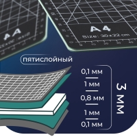 Мат для резки, пятислойный, 30 &times; 22 см, А4, цвет чёрный