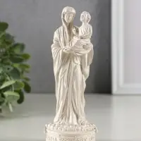 Фигура гипс "Дева Мария с младенцем", 14х5 см, перламутр