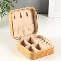 Шкатулка кожзам для украшений "Цветочная" пробка 10х10х5 см