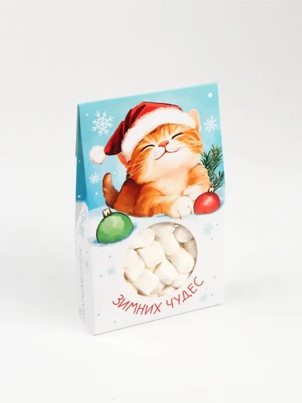 Маршмеллоу в коробке с вырубкой "Зимних чудес", 55 г