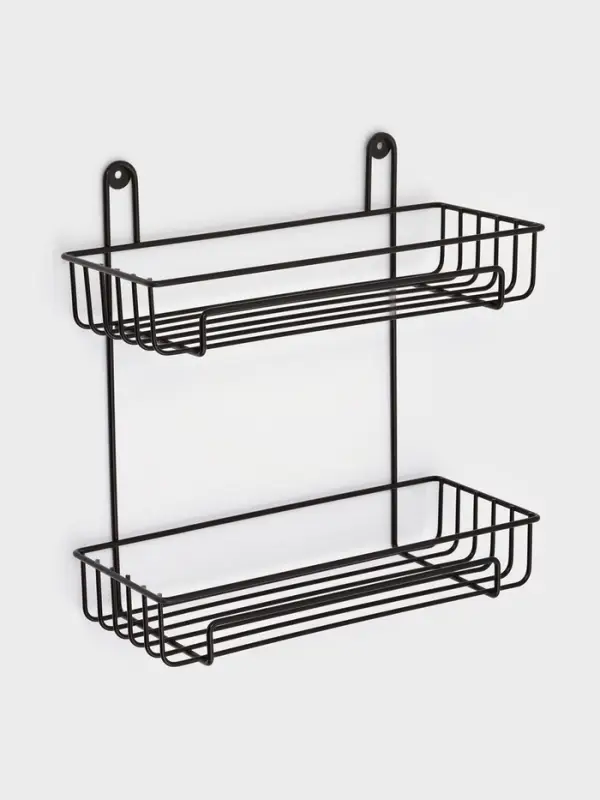 Полка для ванной прямоугольная, 2-х ярусная, 29*12,5*30 см, цвет черный