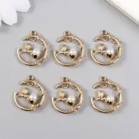 Декор для творчества металл, пластик "Колибри на цветке" 2х2,2 см