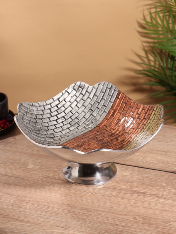 Блюдо сервировочное на ножке алюминий 30х30х15 см, алюминий, цв. МИКС