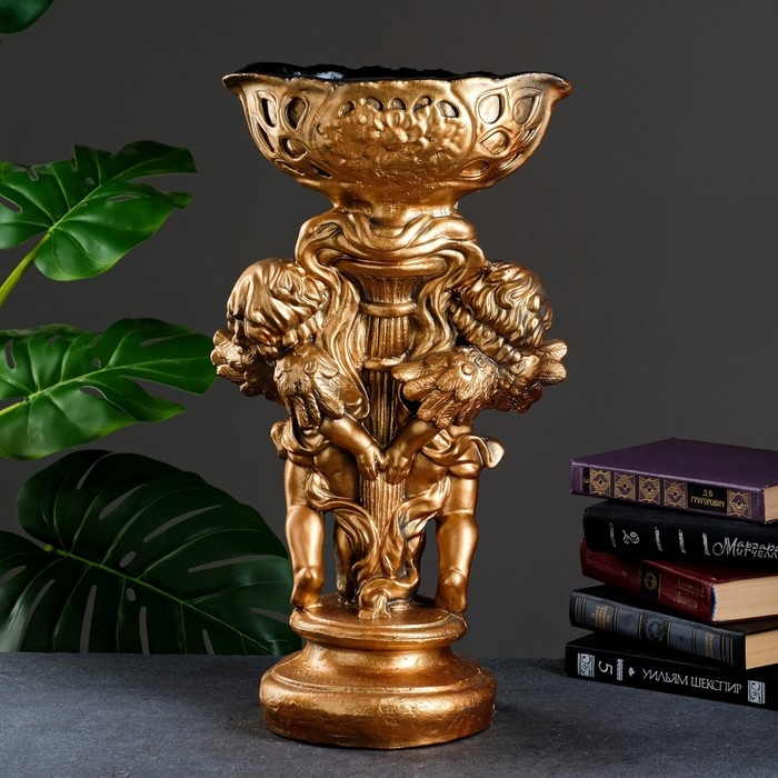 Подставка "Два ангела с ладьей" бронза, 20&times;28&times;52 см