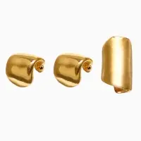 Набор серьги и каффа 3 шт. "Минимализм" тренд, цвет золото