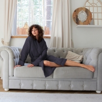 Халат вафельный женский удлинённый Этель "Boho" размер 42-44, цвет тёмно-серый, 100% хлопок, 290 г/м2