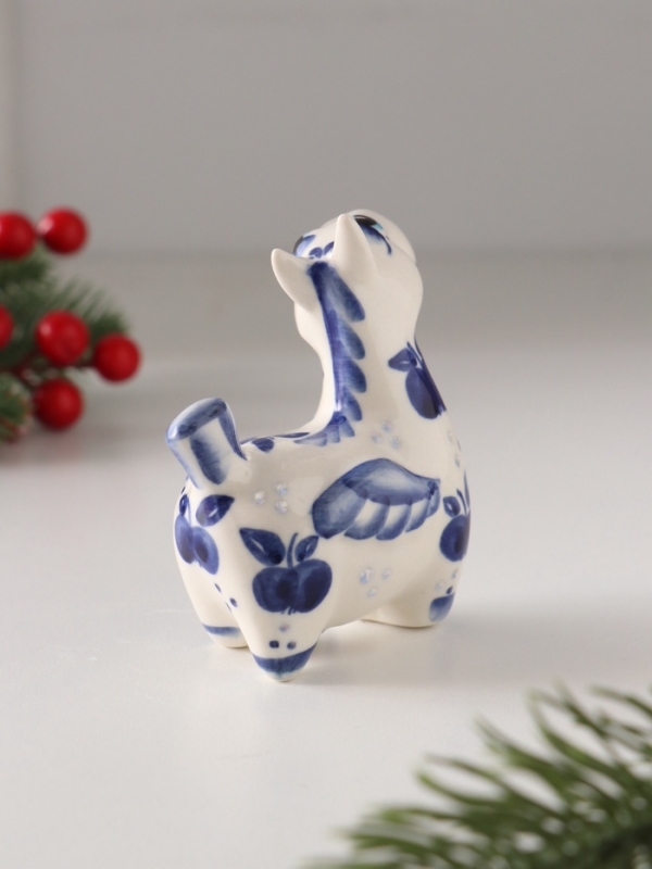 Статуэтка фарфоровая "Конь Пегас" кобальт, 8 см