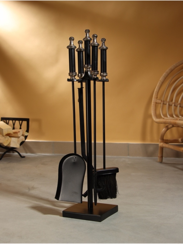 Каминный набор "Огонёк" сталь, 4 предмета, 15х15х64 см