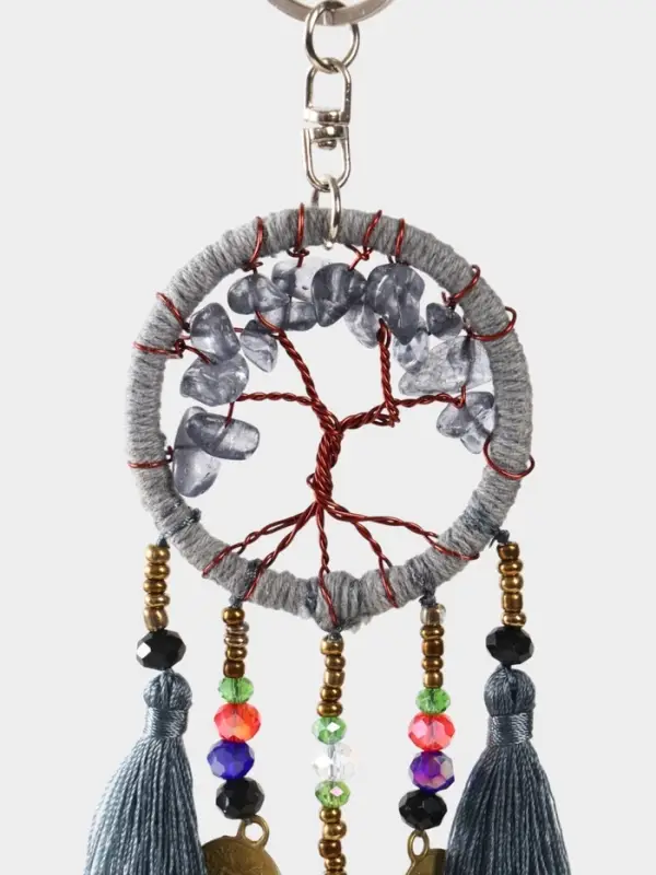 Брелок ловец снов "Древо" 19 см, цв. серый