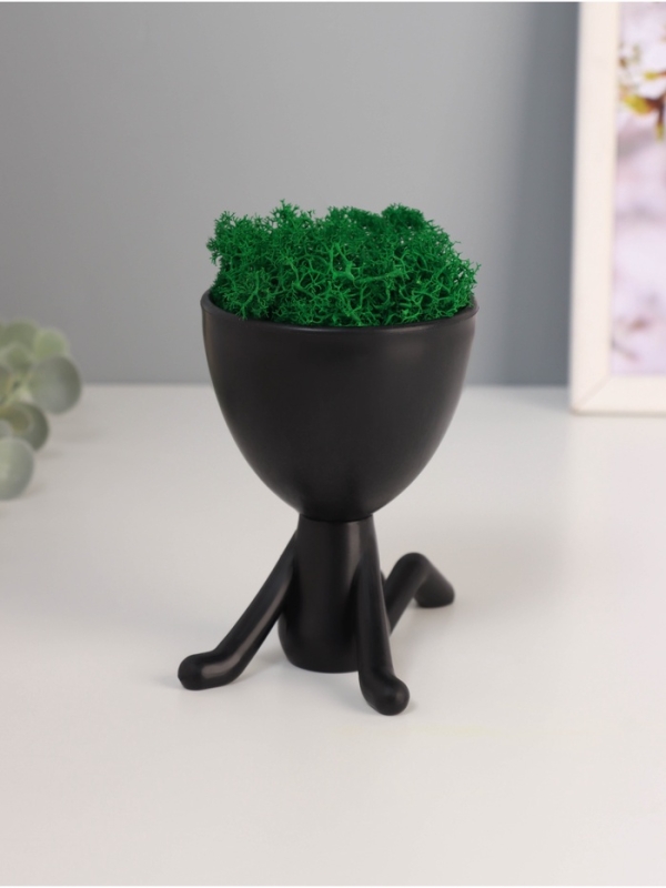 Кашпо пластиковое Кашпо пластиковое "Мистер Грин на чиле" 10*10,5*7,3 см черный