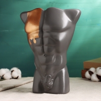 Кашпо - ваза "Торс мужчины" серое с бронзой, 28 см Кашпо - ваза "Торс мужчины" серое с бронзой, 28 см