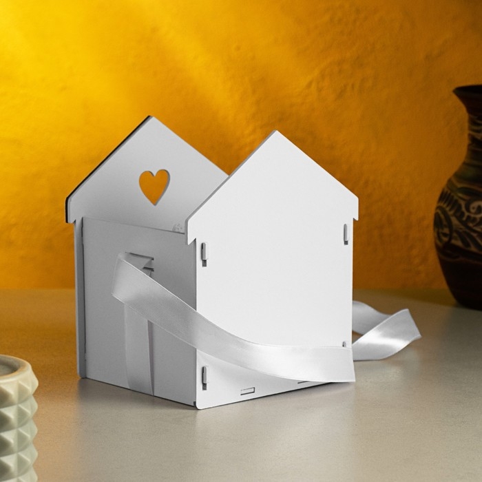 Кашпо "Домик", 13х12х15,5 см, дуб, сиреневый