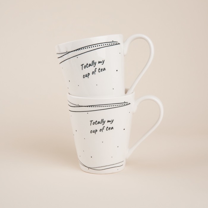 Набор кружек фарфоровых SL Home &laquo;Милый дом&raquo;, 350 мл, цвет белый