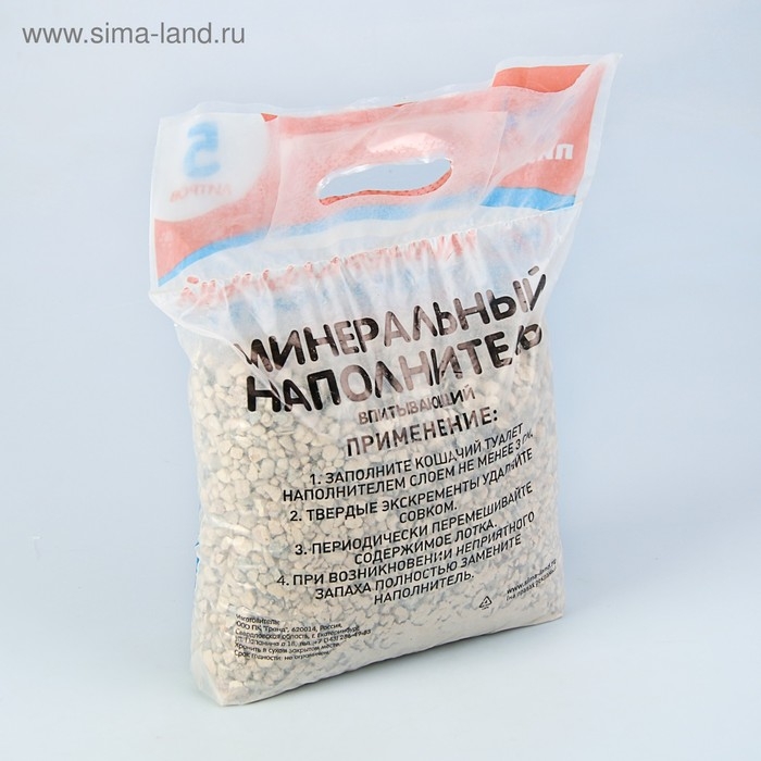 Наполнитель минеральный впитывающий Наполнитель минеральный впитывающий "Пижон" для длинношерстных кошек, 5 л