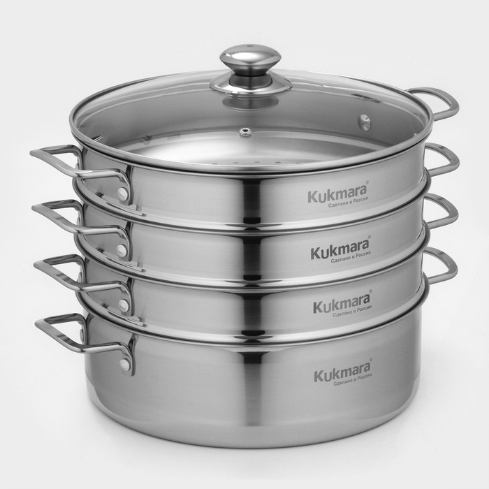 Мантоварка-пароварка, 5 л, d=28 см, стеклянная крышка