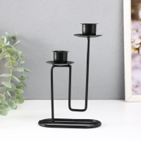 Подсвечник металл на 2 свечи "Кривая линия" d=2 см чёрный 11,5х6х17 см