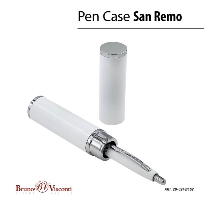 Ручка шариковая автоматическая, 1.0 мм, BrunoVisconti SAN REMO, стержень синий, белый металлический корпус Soft Touch, в тубусе