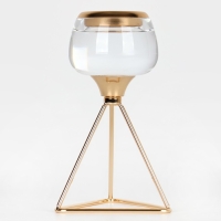 Подсвечник металл, стекло на 1 свечу &laquo;Изысканность&raquo; цвет золото 9.5 х 9.5 х 17 см