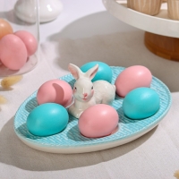 Подставка для яиц Доляна &laquo;Зайка&raquo;, 25&times;18&times;9 см, цвет голубой