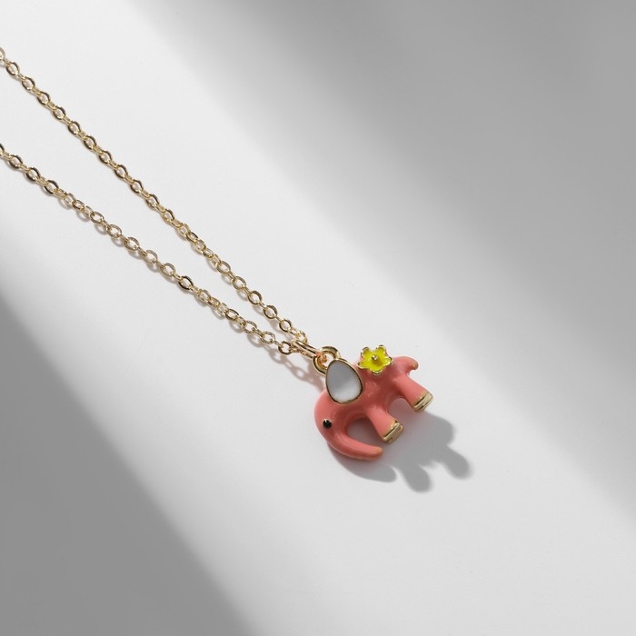 Кулон &laquo;Прелесть&raquo; слоник, цвет розовый в золоте, 40 см