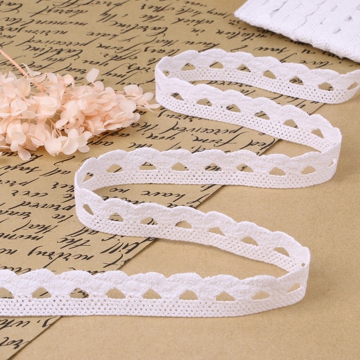 Кружево вязаное, 22 мм &times; 10 &plusmn; 1 м, цвет белый
