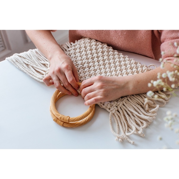 Ручки для сумки деревянные, плетёные, d = 10,2 / 12,5 см, 2 шт, цвет бежевый Ручки для сумки деревянные, плетёные, d = 10,2 / 12,5 см, 2 шт, цвет бежевый