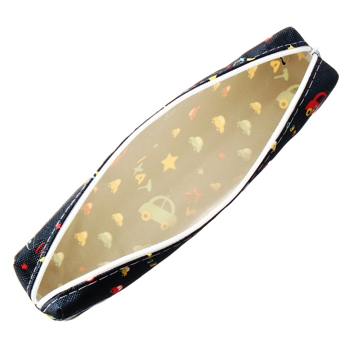 Пенал школьный на молнии Calligrata "Машинки", черный