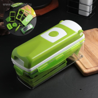 Тёрка с лотком Доляна &laquo;Фреш Флеш&raquo;, 7 насадок, 27&times;10&times;12 см, цвет зелёный, белый