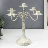 Подсвечник металл на 5 свечей "Прованс" белый состаренный 32х24х24 см Подсвечник металл на 5 свечей "Прованс" белый состаренный 32х24х24 см