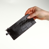 Ключница карманная на молнии, TEXTURA, длина 14 см, кольцо, цвет коричневый