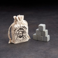 Камни для виски в мешочке "Настоящий мужчина", натуральный стеатит, 6 шт Камни для виски в мешочке "Настоящий мужчина", натуральный стеатит, 6 шт