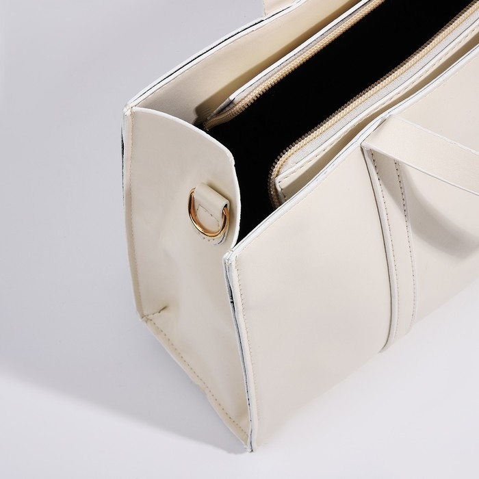 Сумка женская тоут на молнии, цвет молочный Сумка женская тоут на молнии, цвет молочный