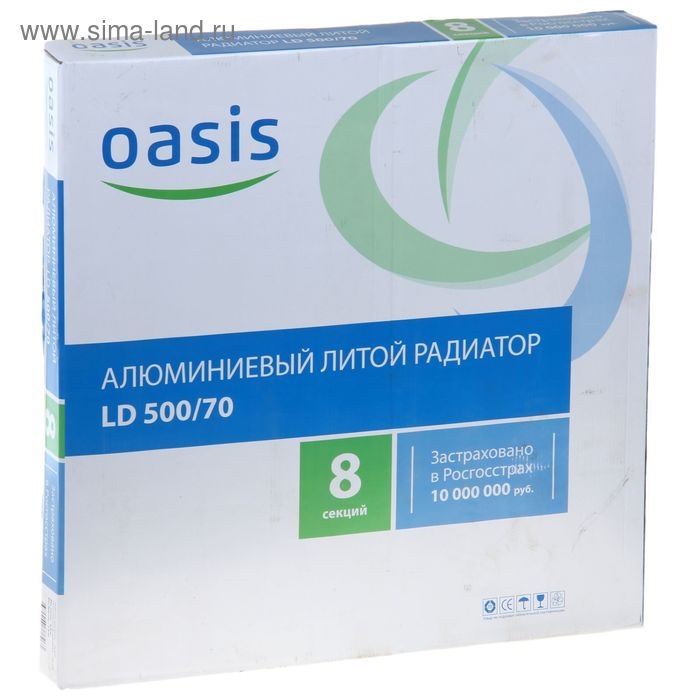 Радиатор алюминиевый Oasis, 500 х 70 мм, 8 секций Радиатор алюминиевый Oasis, 500 х 70 мм, 8 секций