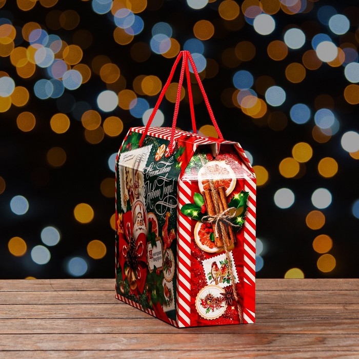 Коробка подарочная складная Коробка подарочная складная "Изумрудный Винтаж" 23 х 10 х 22 см. Новый год