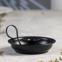 Подсвечник металлический "Тарелочка", на одну свечу, 14.2 х 6.5 см, черный