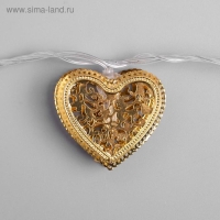 Гирлянда «Нить» 4 м с насадками «Сердечко», IP20, прозрачная нить, 20 LED, свечение тёплое белое, 8 режимов, 220 В Гирлянда «Нить» 4 м с насадками «Сердечко», IP20, прозрачная нить, 20 LED, свечение тёплое белое, 8 режимов, 220 В