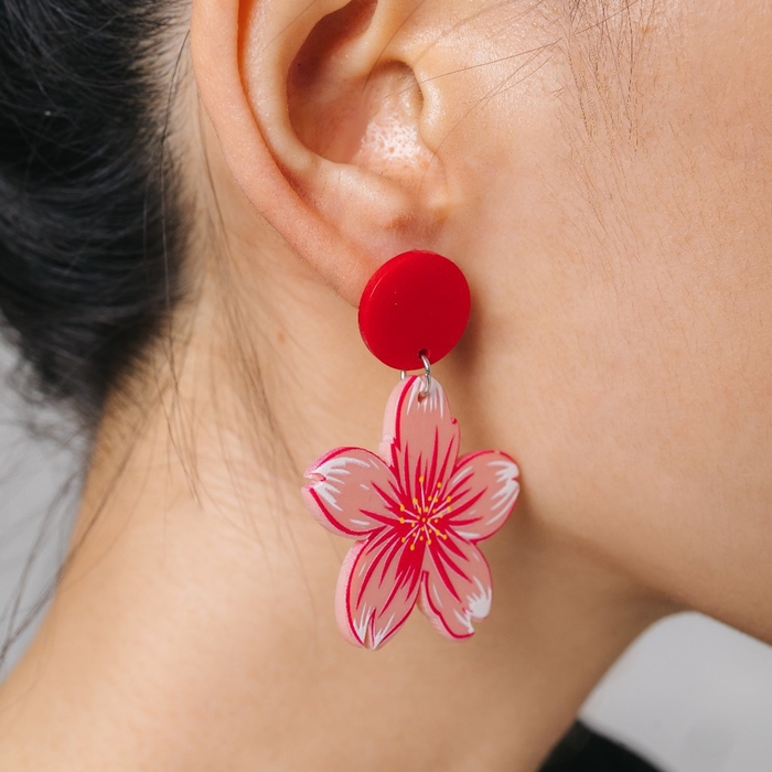 Серьги &laquo;Япония&raquo; сакура и овалы, цветные в серебре