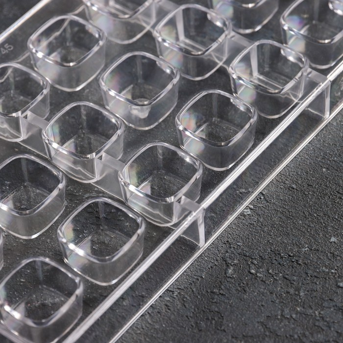 Форма для конфет и шоколада KONFINETTA &laquo;Куб&raquo;, 27,5&times;13,5&times;3 см, 21 ячейка 2,5&times;2,5 см, прозрачный