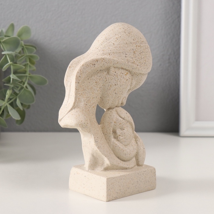 Сувенир полистоун бюст Сувенир полистоун бюст "Мама и дочка" белый в крапинку 10,5х5,5х15 см