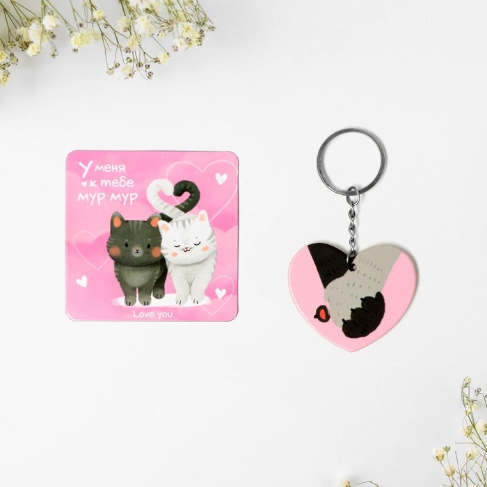 Брелок для ключей и магнит &laquo;Мур-мур&raquo;, подарочный набор, 10 х 19 см.
