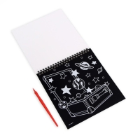 Гравюра блокнот - раскраска детская &laquo;Космос&raquo;, 19 х 19 см