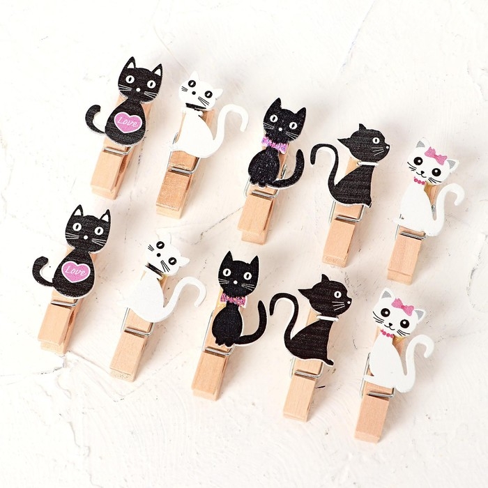 Набор декоративных прищепок «Кошечки» набор 10 шт. Набор декоративных прищепок «Кошечки» набор 10 шт.