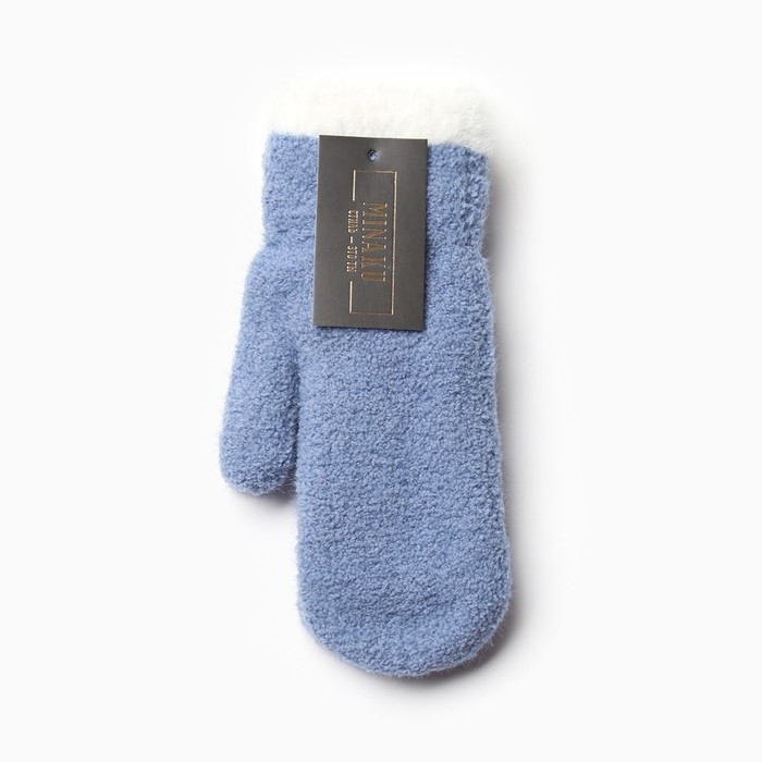 Варежки женские на иск.меху MINAKU опушка 22 см синий Варежки женские на иск.меху MINAKU опушка 22 см синий