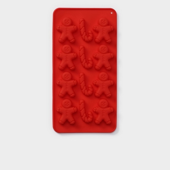 Форма для конфет и шоколада новогодняя Доляна &laquo;Карамельное чудо&raquo;, силикон, 21&times;10 см, 12 ячеек (3,5&times;3,5 см), цвет красный