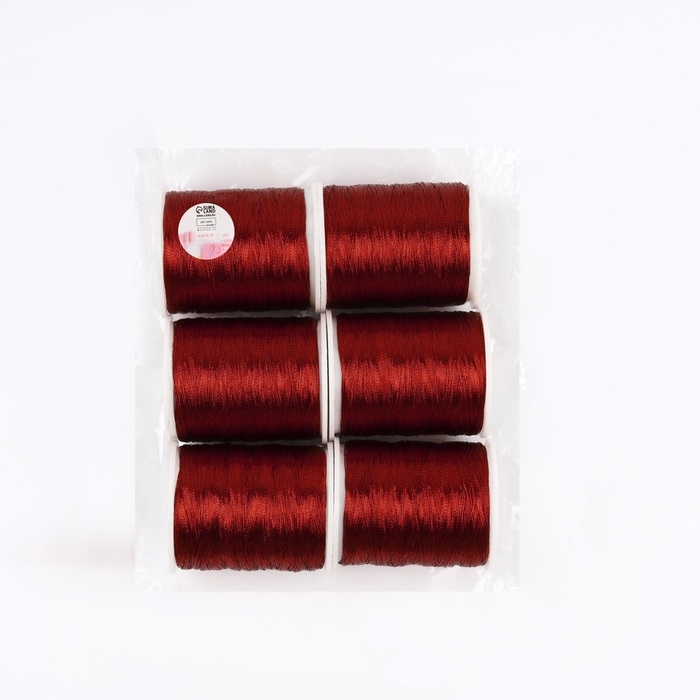 Набор металлизированных ниток, 91 &plusmn; 1 м, 6 шт, цвет красный