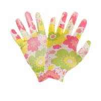 Перчатки садовые, нейлоновые, с нитриловым полуобливом, размер 8, цвет МИКС, Greengo