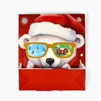 Пакет подарочный новогодний ламинированный &laquo;Медвежонок&raquo;, конгрев, M 30 х 26 х 9 см, Новый год