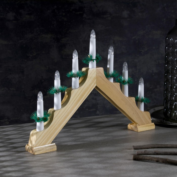 Светодиодная фигура &laquo;Рождественская горка&raquo; 39 &times; 29 &times; 4.5 см, дерево, 220 В, свечение тёплое белое