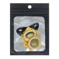 Соска - пустышка силиконовая ортодонтическая «Наш ангел», от 6 мес., с колпачком + держатель - цепочка, цвет черный/золото, стразы Соска - пустышка силиконовая ортодонтическая «Наш ангел», от 6 мес., с колпачком + держатель - цепочка, цвет черный/золото, стразы